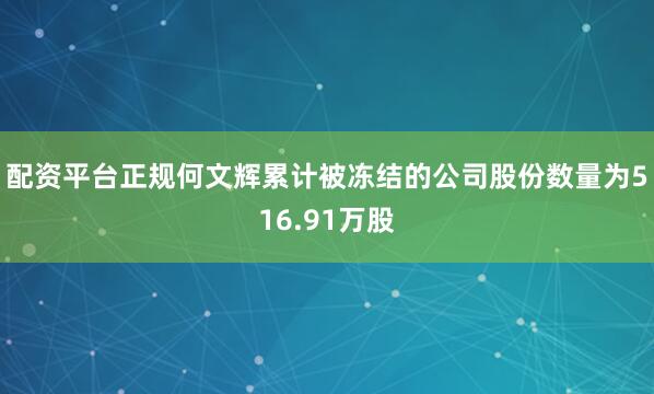 配资平台正规何文辉累计被冻结的公司股份数量为516.91万股
